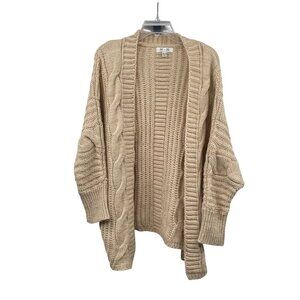 She + Sky Knit Cardigan Open Front Long Dolman Sleeves Cream One Size Fits All